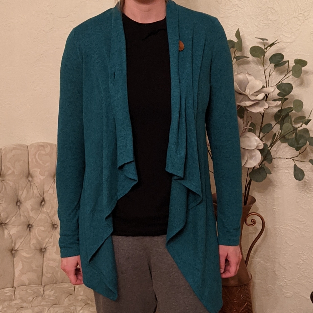 Waterfall teal cardigan with button